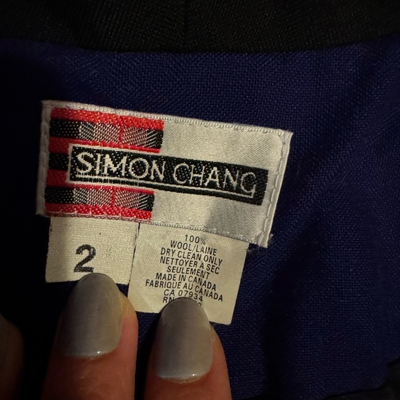 Vintage Simon Chang Women's Blazer in Purple and Black - Picture 4 of 6